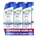 Head & Shoulders Shampoo e Balsamo Antiforfora 2 in 1 Classic Clean, Sensazione Di Freschezza 6x250ml