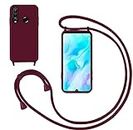 GoodcAcy Mobile Phone Chain Mobile Phone Case for Huawei P30 lite, Smartphone Necklace Case with Strap, Protective Case with Chain for Hanging, Liquid Silicone Case for Huawei P30 Lite, Red
