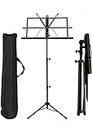 Music Stand, Folding Height and Angle Adjustable Metal Notation Stand with Music Sheet Clip Holder, Portable