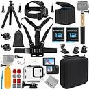 Gurmoir Accessories Kit with Battery and Charger for Gopro Hero 12 11 10 9 Black. Waterproof Housing Case+Selfie Stick+2 Battery+3-Channel Charger Station Compatible with Go pro 12 11 10 9(PT09)