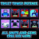 🚽 ROBLOX: Toilet Tower Defense (TTD) UNITS & GEMS | NEW UPDATE 🥚 | CHEAPEST 🚽