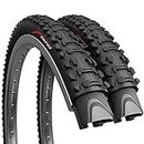 Fincci Pair of 26 x 1.95 Inch 53-559 Foldable 60 TPI Tyres for MTB Mountain Hybrid Bike Bicycle (Pack of 2)