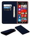 ACM Rich Leather Flip Wallet Front & Back Case Compatible with Nokia Lumia 1520 Mobile Flap Magnetic Cover Blue