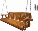 Wooden Porch Swing 3-Seater Heavy Duty 800lb Outdoor Patio Garden Yard Brown 5ft