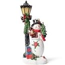 VP Home Christmas Snowman Decor Christmas Figurines Resin Snowman Lighted Decorations Indoor Glowing Lampost LED Holiday Light Up Snowman Indoor Festive Fiber Optic Decorations