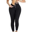RICH BRIA High Waisted Corset Leggings for Women with Adjustable Body Shaping Waist Trainer Yoga Pants Slimming Tummy Control, #1 Snatch Me Up Leggings - Black, Medium