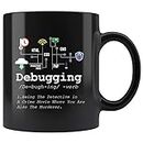 SNV Debugging Definition Mug Funny IT Programming Coding Code Programmer Black Coffee Cup Binary Computer Teacher Student Present