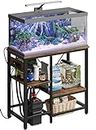 Bestier 20-29-37 Gallon Fish Tank Stand with Power Outlets, 6-Leg Metal Aquarium Stand, Reptile Tank Stand with 3-Tier Adjustable Storage Shelve, 400LBS Capacity 30.7" L x 13.8" W