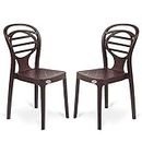 Supreme Oak Dining/Armless Designer Plastic Chair (Globus Brown, 2)
