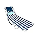 Ostrich Ladies Comfort Lounger with Chest Support, Portable Reclining Outdoor Patio Beach Lawn Camping Pool Tanning Chair, Blue Stripe