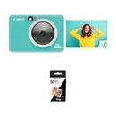 Canon IVY CLIQ2 Instant Camera & Printer with 50 Sheets of Paper Kit (Turquoise) 4520C002