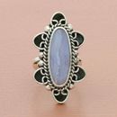 ❗️LIQUIDACIÓN❗️qvc anillo ágata encaje azul méxico plata esterlina talla 5.75