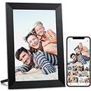 AEEZO 10.1 Inch WiFi Digital Picture Frame, IPS Touch Screen Smart Cloud Photo Frame with 16GB Storage, Easy Setup to Share Photos or Videos via Free AiMOR APP, Auto-Rotate, Wall Mountable (Black)