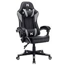 Precision Synergie Gaming Chair for Adults, Racing Style Video Gamer Chairs, Ergonomic PC Gaming Chair with Lumbar Cushion Headrest, Height Adjustable Swivel Computer Chair for Home Office, Black-Gray