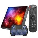 Android TV Box 4GB RAM 128GB ROM Upgraded W2 Mali-G31 2.4G/5G Dual WiFi Bluetooth 4.2,Media Player Support 3D 4K UHD Videos Android 12.0 USB 2.0 with Wireless Backlit Mini Keyboard
