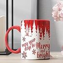 ECFAK Merry Christmas Theme Red Ceramic Coffee Mug | Merry Christmas Gift | Christmas Coffee Mug