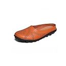 3nh® Ladies Slippers Women Flats Summer Women Genuine Leather s Slippers Slip On Flat s Women Leather Oxford Chaussures - Color : Orange, Size : 10.5