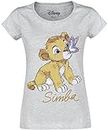 Der König der Löwen Le Roi Lion Simba - Bébé Femme T-Shirt Manches Courtes Gris chiné S