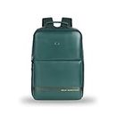 Gear Elevate Faux Leather 20L Water Resistant Anti-Theft Backpack/Laptop Bag/Office Bag with RainCover for Men/Women (Green)