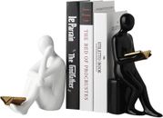 Modern Home Decor Accents Ceramic Bookends, Reading Statues, Book Sculpture