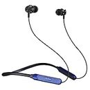 pTron Tangent Duo Bluetooth 5.2 Wireless in Ear Headphones, 13mm Driver, Deep Bass, HD Calls, Fast Charging Type-C Neckband, Dual Pairing, Voice Assistant & IPX4 Water Resistant (Black/Blue)