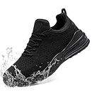 LARNMERN Men Non Slip Work Sneakers Water Resistant Food Service Zapatos Trabajo Antideslizantes Walking Shoes Waterproof Shoes Slip-on, Black(Black/9)