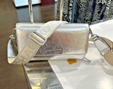 Michael Kors Women Lady Zip Around Wallet Crossbody Bag Handbag Purse in Silver
