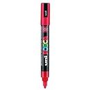 UNI-BALL Posca 5M 1.8-2.5 mm Bullet Shaped Paint Marker Pen | Reversible & Washable Tips | For Rocks Painting, Fabric, Wood, Canvas, Ceramic, Scrapbooking, DIY Crafts | Red Ink, Pack of 1