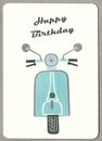 Offene Happy Birthday Grußkarte für ihn männlich Retro Vespa Moped Roller Mods