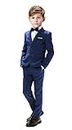 Yuanlu Suit for Boys Outfit Wedding 5 Pieces Suits Sets Blazer Vest Pants Shirt and Bowtie Size 4T Royal Blue