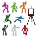 Zing Stikbots, Set of 8 Clear Stikbot Collectable Action Figures and Mobile Phone Tripod, Create Stop Motion Animation, Great for Kids Ages 4 and Up