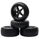 JIUWU 1/10 Scale Off Road RC Buggy Front Wheels and Tyres x4 Black 5 Spoke for HSP