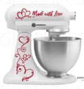 Made With Love Mixer Decal Kitchen Home Decor Love Hearts Vinyl Sticker