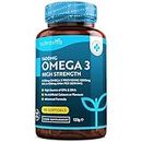Highest Strength Omega 3 Fish Oil 2000mg - Providing 1000mg EPA & 400mg DHA per Serving - Sustainably Sourced & Contaminant Free - Made in The UK by Nutravita