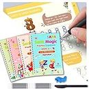 S4SQUARE ENTERPRISE ® Magic Cursive Writing Book Set - Disappearing Ink for a Magical Writing Experience for Pre-schoolers Kids | Alphabet, Numbers, Drawing, Math Books, 10 Refill Inks, 1 Pen & Grip