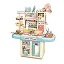 VGRASSP Dream Kitchen Playset Toy Pretend Play Realistic Cooking Action Modern Kitchen Set - Light Up Stove Real Like Working Sink - Multicolor (Random Color As Per Stock) (Without Mist Spray)