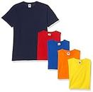 FRUIT OF THE LOOM Valueweight Short Sleeve Camiseta, Azul Marino/Rojo/Naranja/Real/Amarillo, XXL (Pack de 5) para Hombre