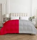 BasicsDecor - All Seasons Down Alternative Soft Quilted 500 GSM Reversible Microfiber Comforter/Blanket/Dohar/Rajai, Double Bed/King Sized (94" x 104" Inches), Hot Pink & Silver Grey, Pack of 1 Pc