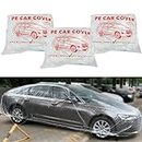 LuliKa 3 Packs Disposable Car Cover Clear Plastic Car Cover Universal Rain Dust Garage Cover with Elastic Band Medium (12.4 FT x 21.6 FT)…