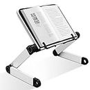 Book Stand Laptop Stand Adjustable Book Holder Tray with Page Paper Clips Ergonomic Multi Heights Angles Adjustable Cooking Bookstands for Textbook Recipe Magazine Laptop Tablet Portable