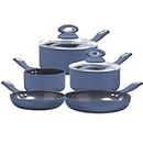Cermalon Matt Blue 5-Piece Cookware Set - Includes 2X Frying Pans and 3X Saucepans with Grey Sparkle Ceramic Non-Stick Coating - Compatible for All Types of Hobs - PTFE and PFOA Free