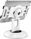 AboveTEK Retail Kiosk iPad Stand, 360° Rotating Commercial POS Tablet Stand, Fits 6"-13" (Diagonal) iPad Mini Pro-Business Swivel Tablet Holder, for Store Office Reception Kitchen Desktop (White)