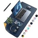 R RUNILEX Multipurpose Waterproof PU Leather Desk Mat Mousepad, Laptop Office Kids Writing Gaming Desk Mat Study Table Accesories (35 x 70 cm, Blue & Yellow)