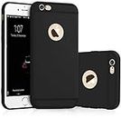 SHINESTAR Soft Silicone with Anti Dust Plugs Ultra Thin Slim Back Cover Case for Apple iPhone 6/6S - Black