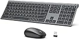 iClever DK03 Bluetooth Keyboard and Mouse, Rechargeable Dual-Mode (Bluetooth 4.2 + 2.4G) Wireless Keyboard and Mouse Combo, Ultra-Slim Multi-Device Keyboard for Mac, iPad, Apple, Android, Windows