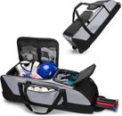 Rolling Baseball Softball Bag with Wheels for 4 Bats, Catchers Gear Bag with Sep