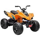 HOMCOM McLaren MCL 35 Liveries Licensed 12V Electric Quad Bike, Kids Ride On ATV with Music, Headlights, MP3 Slot, Suspension Wheels, for Ages 3-8 Years - Orange