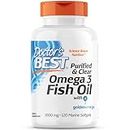 Doctor's Best, Purified & Clear Omega-3 Fish Oil (Aceite de Pescado), 1.000mg, 120 Cápsulas, Probado en Laboratorio, Sin Gluten, Sin Soja