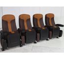 Mobiliario Sonic Commercial Seating Chocolate/Camel Leather Manual Row of 4