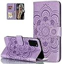LEMAXELERS iPhone 13 Pro Max Case,For iPhone 13 Pro Max Cover Embossed Mandala PU Leather Flip Notebook Wallet Case Magnetic Stand Card Slot Folio Case for iPhone 13 Pro Max,LD Mandala Light Purple